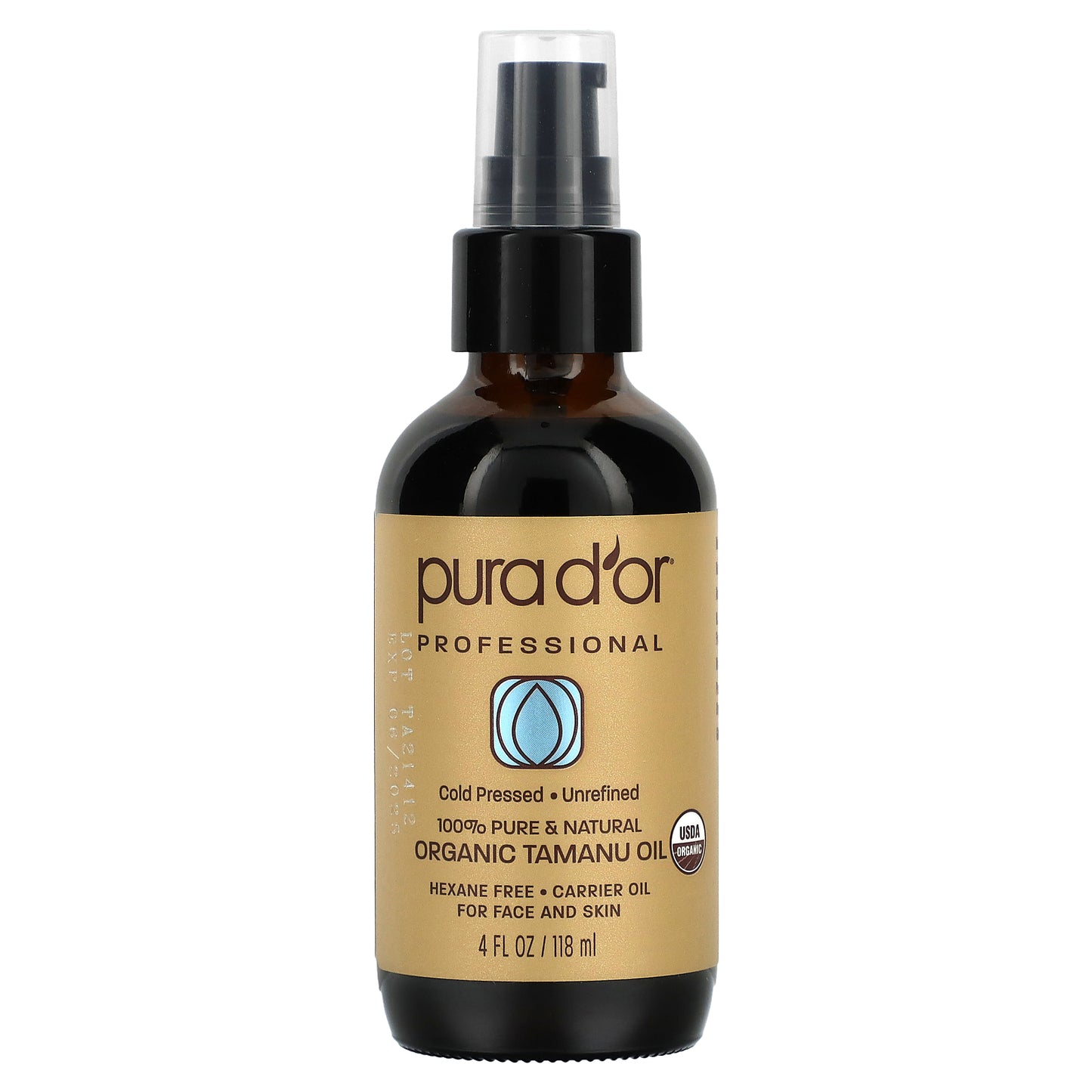 Pura D'or Professional Organic Tamanu Oil 4 fl oz (118 ml)
