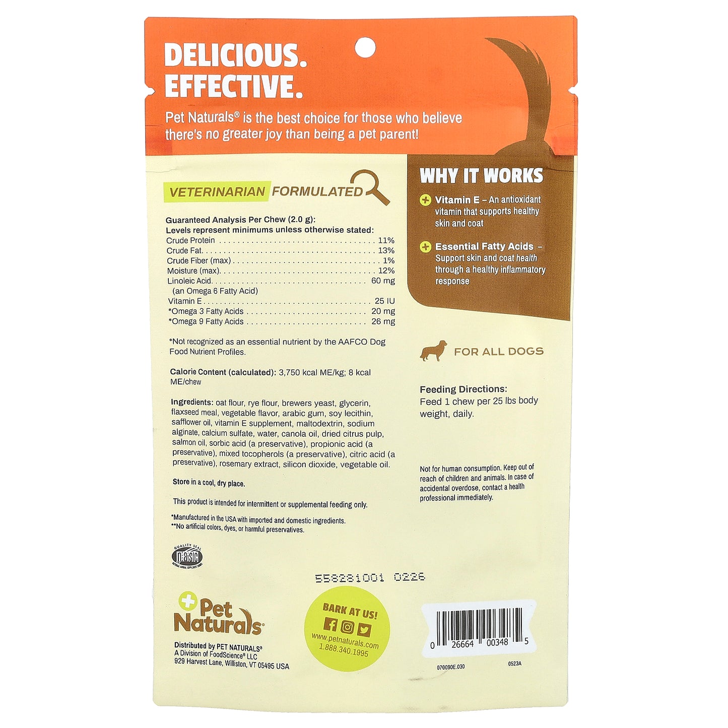 Pet Naturals Skin + Coat For Dogs All Sizes 30 Chews 2.12 oz (60 g)