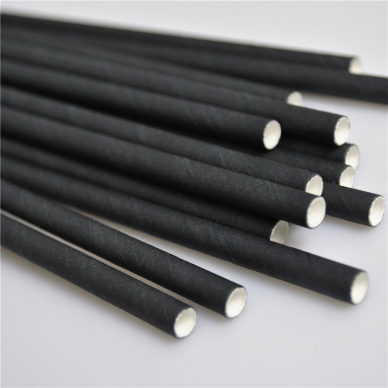 25 Disposable White Black and Natural Colour Eco-friendly Paper straw