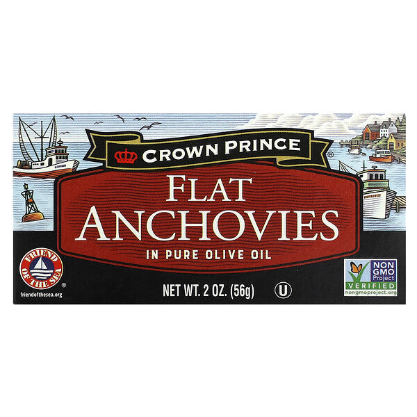 Crown Prince Natural Flat Fillets Anchovies In Pure Olive Oil 1.5 oz (43 g)