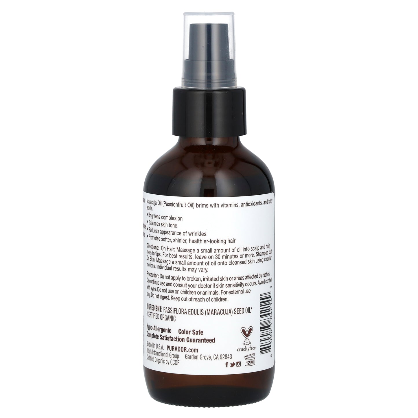 Pura D'or Organic Maracuja Oil 4 fl oz (118 ml)