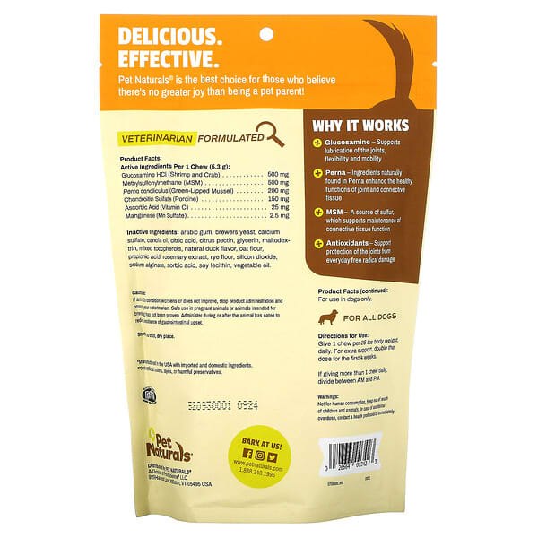 Pet Naturals Hip + Joint Pro For Dogs All Sizes 60 Chews 11.2 oz (318 g)