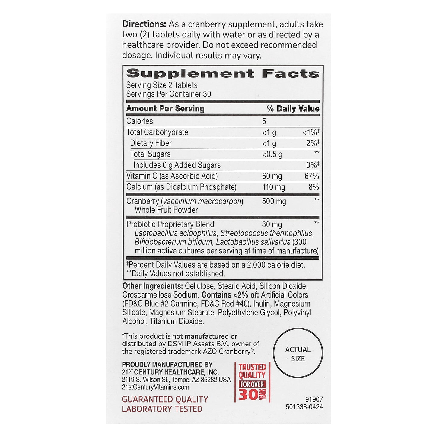 21st Century Cranberry Plus Probiotic 60 Tablets