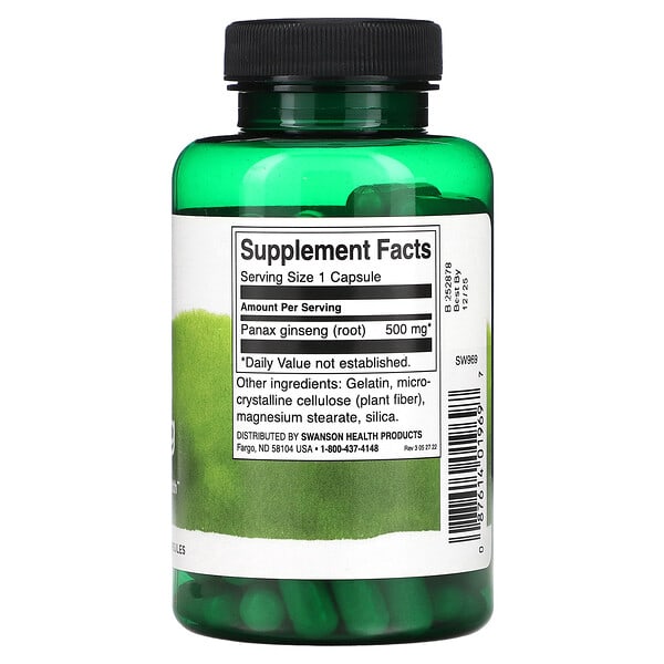Swanson Korean Ginseng 500 mg 100 Capsules