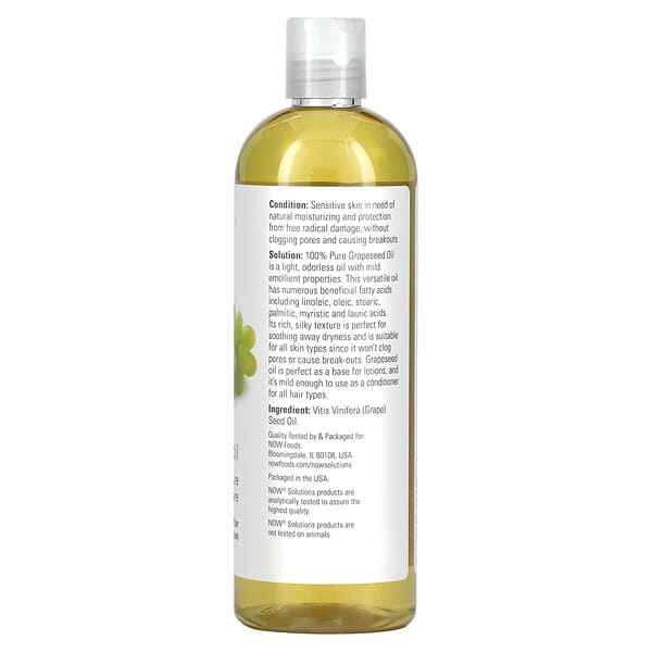 NOW Foods Solutions Grapeseed Oil 16 fl oz (473 ml)