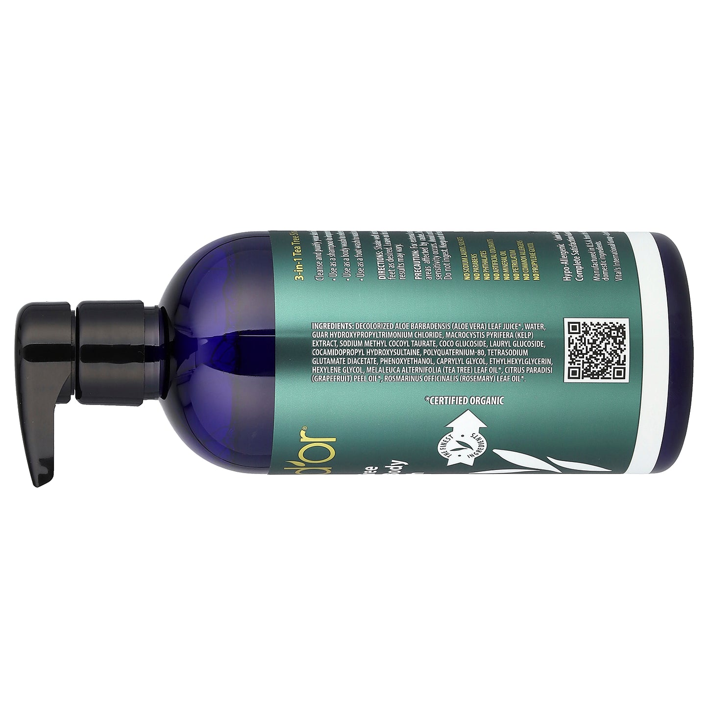 Pura D'or 3-in-1 Tea Tree Shampoo Body & Foot Wash All Hair Types 16 fl oz (473 ml)