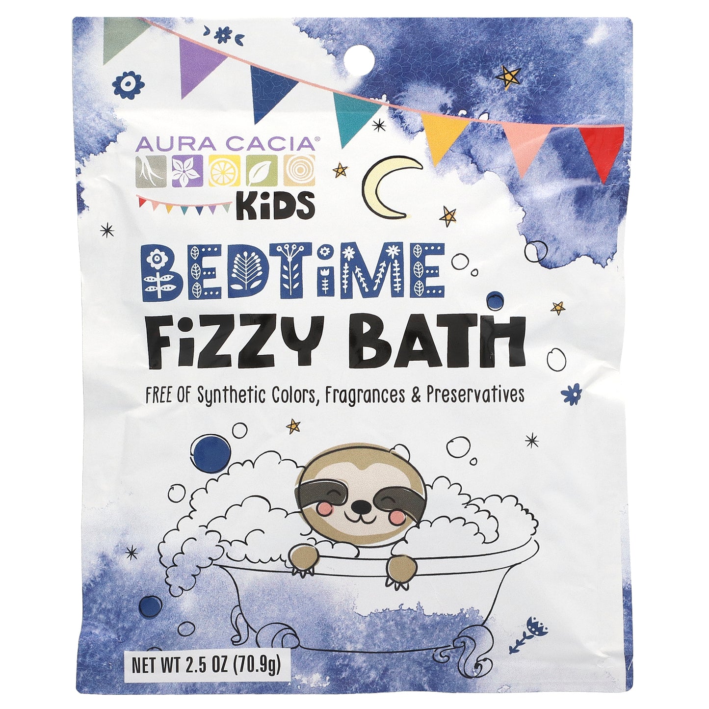 Aura Cacia Kids Fizzy Bath Kit Bedtime 3 Packets 2.5 oz (70.9 g) Each