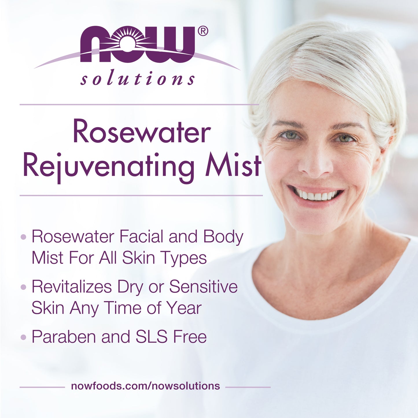 NOW Foods Solutions Rosewater Rejuvenating Mist 4 fl oz (118 ml)