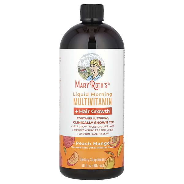 MaryRuth's Liquid Morning Multivitamin + Hair Growth Peach Mango 30 fl oz (887 ml)
