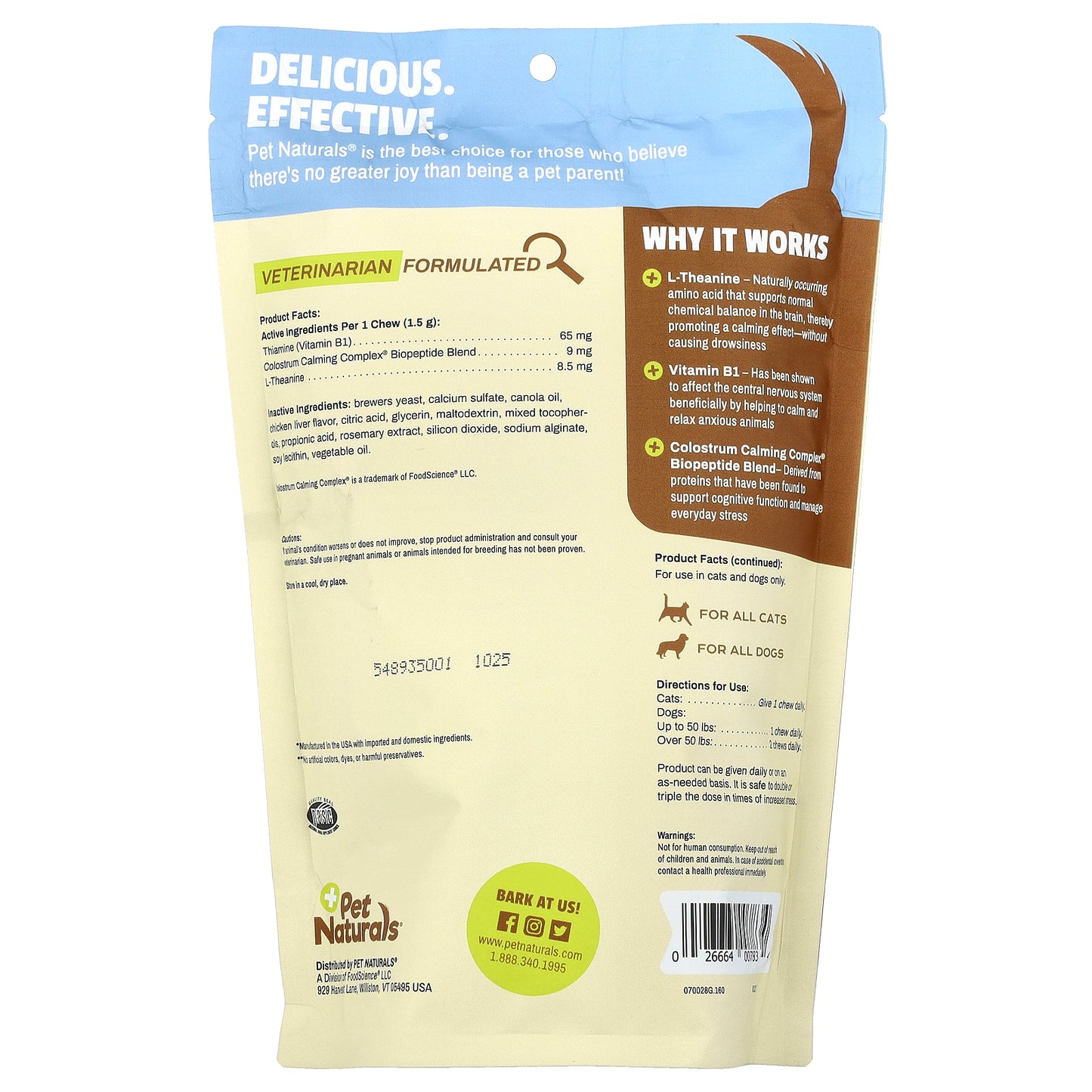 Pet Naturals Calming® For Dogs and Cats All Size 160 Chews 8.46 oz (240 g)