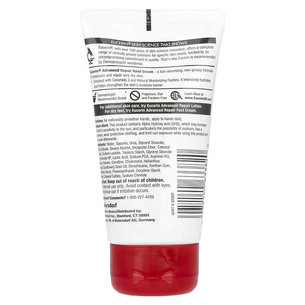 Eucerin Advanced Repair Hand Cream Very Dry Skin Fragrance Free 2.7 oz (78 g)