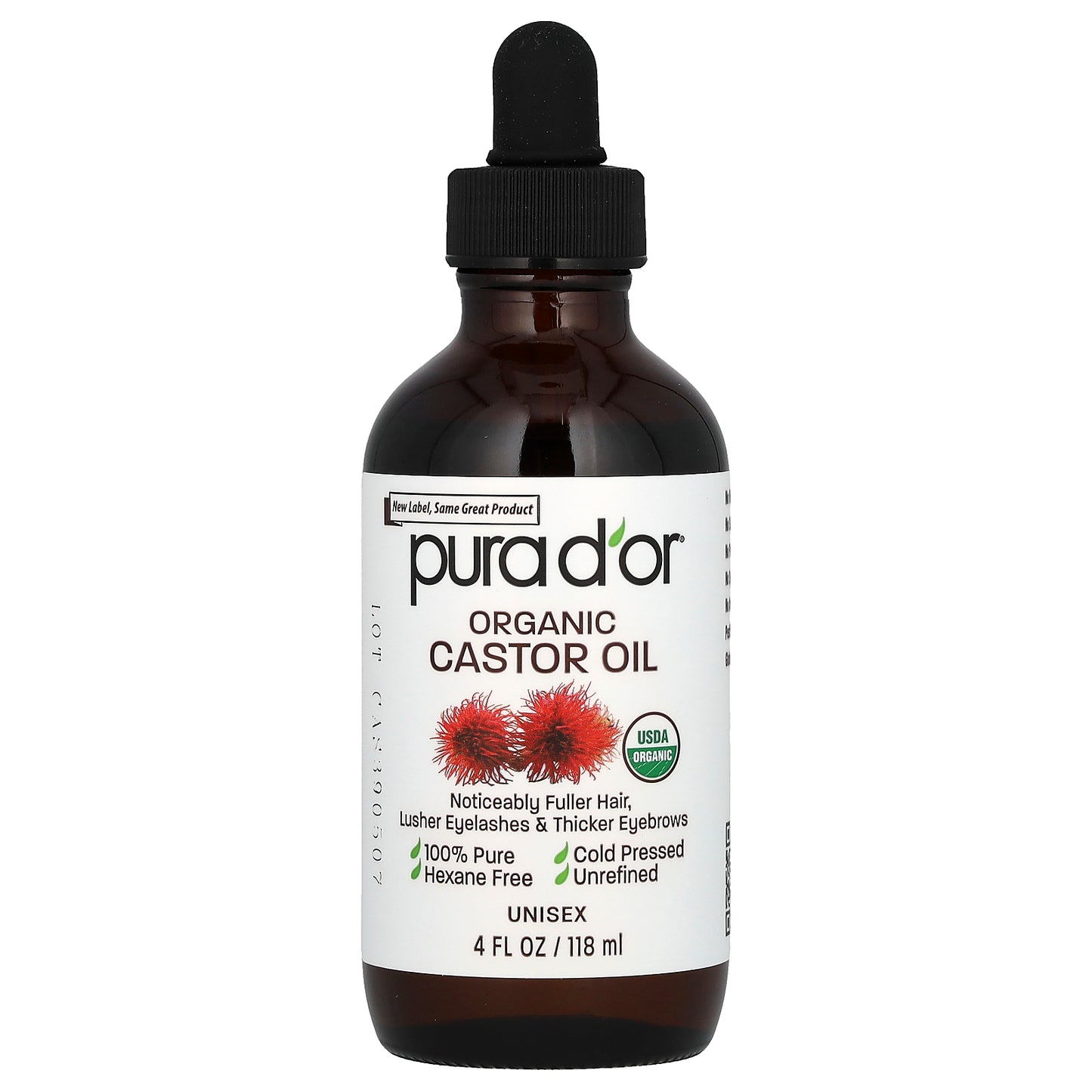 Pura D'or Organic Castor Oil 4 fl oz (118 ml)