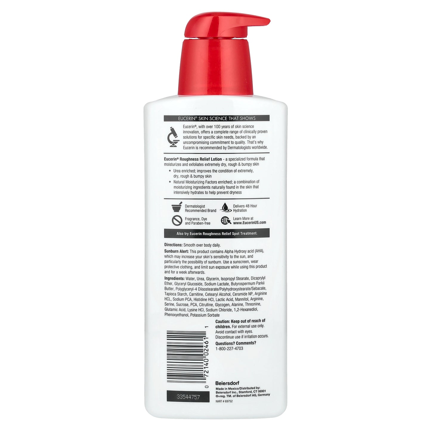 Eucerin Roughness Relief Lotion Fragrance Free 16.9 fl oz (500 ml)