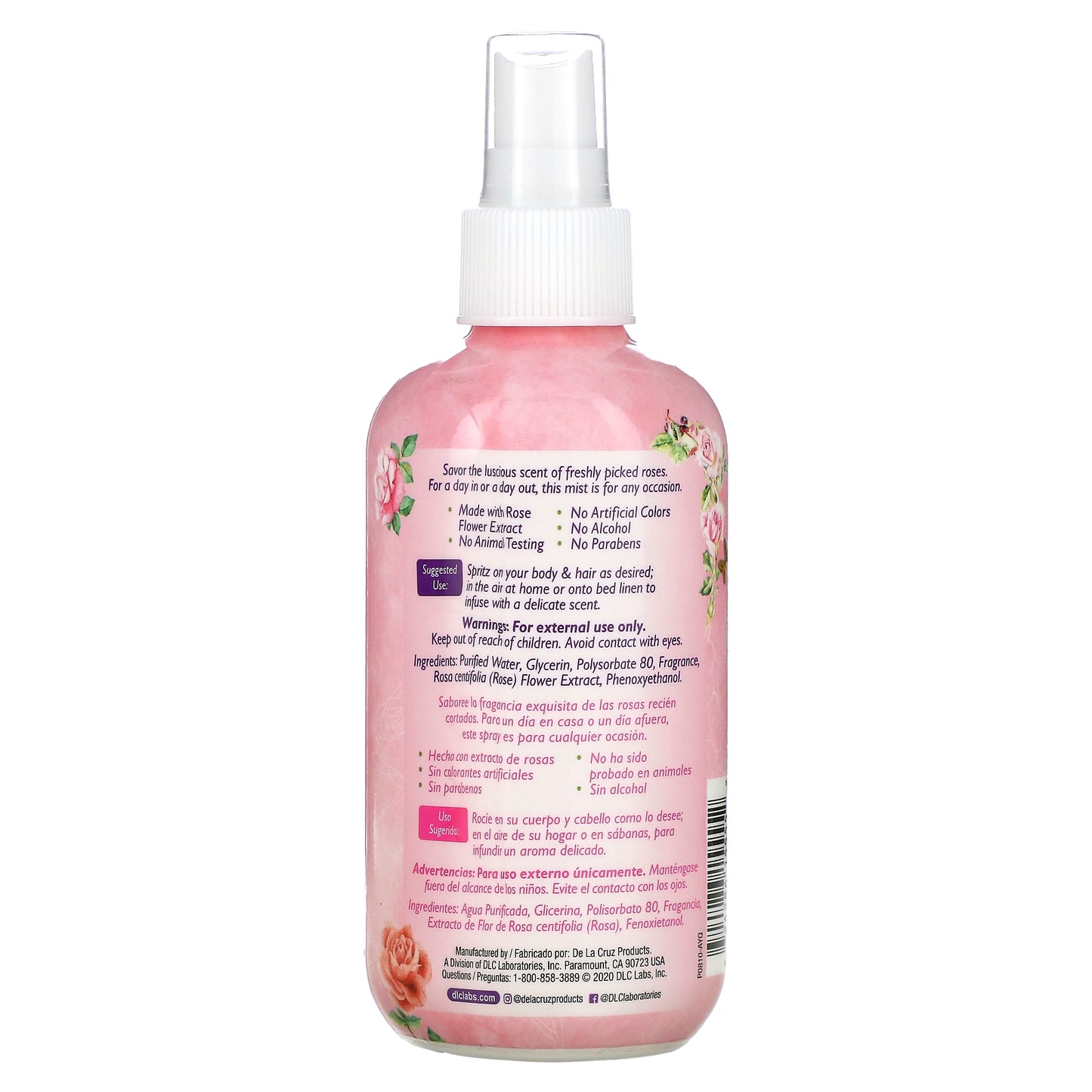 De La Cruz Rose Water Body Mist 8 fl oz (236 ml)
