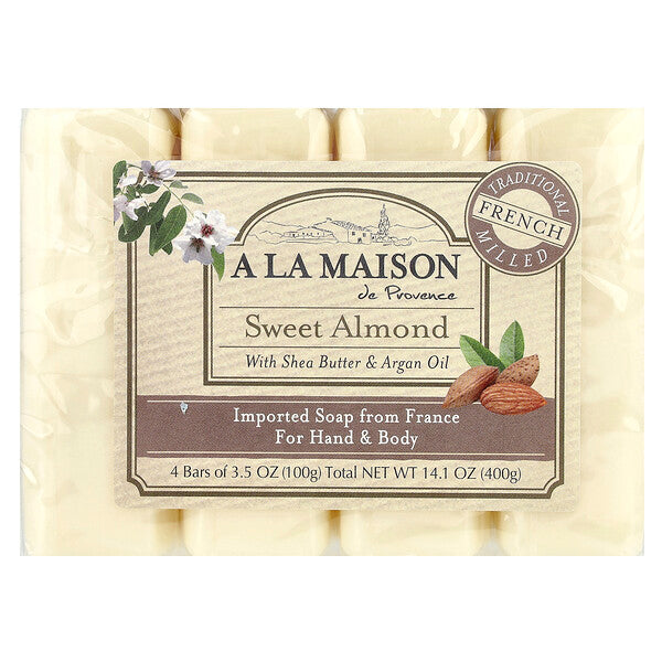 A La Maison de Provence Hand & Body Bar Soap Lavender Flowers 4 Bars 3.5 oz (100 g) Each