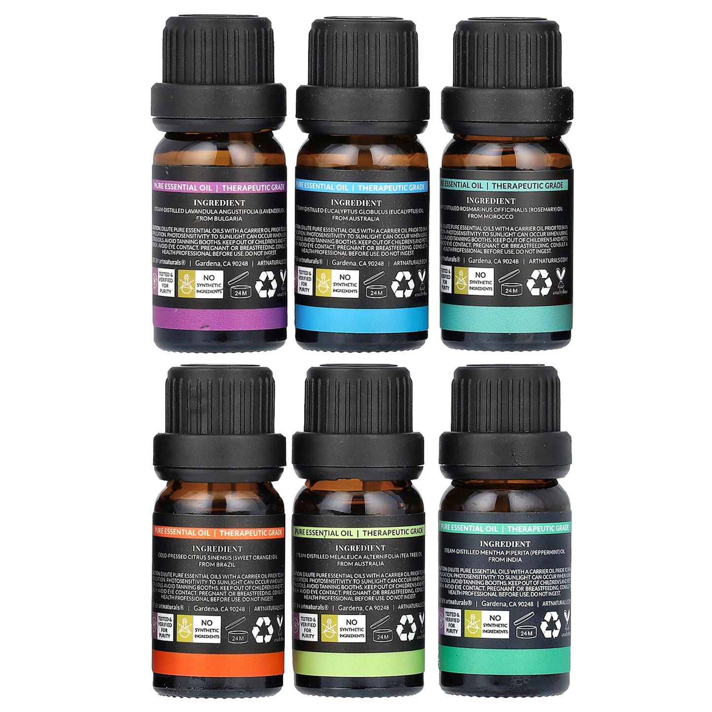artnaturals Top 6 Essential Oils Set 6 Piece Set .33 fl oz (10 ml) Each