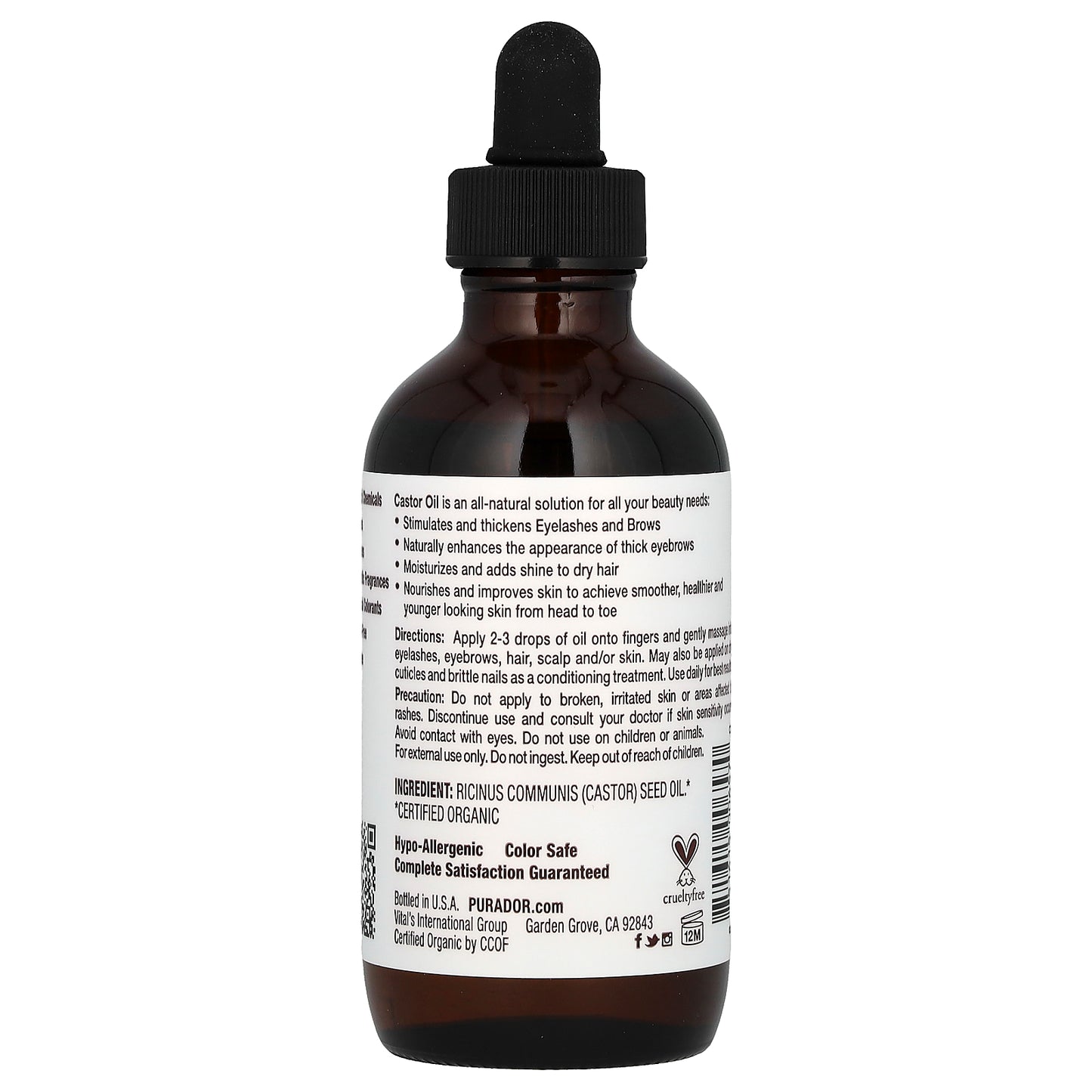 Pura D'or Organic Castor Oil 4 fl oz (118 ml)