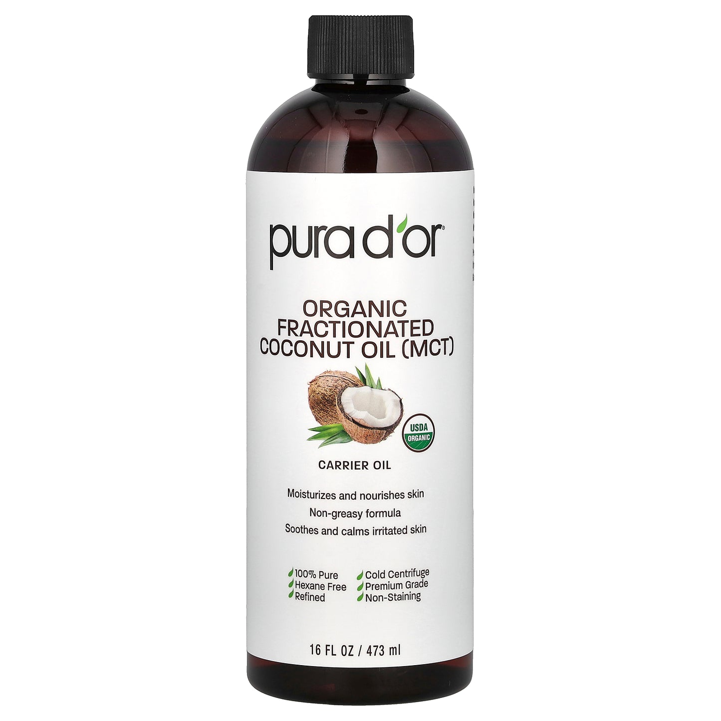 Pura D'or Organic Fractionated Coconut Oil (MCT) 16 fl oz (473 ml)