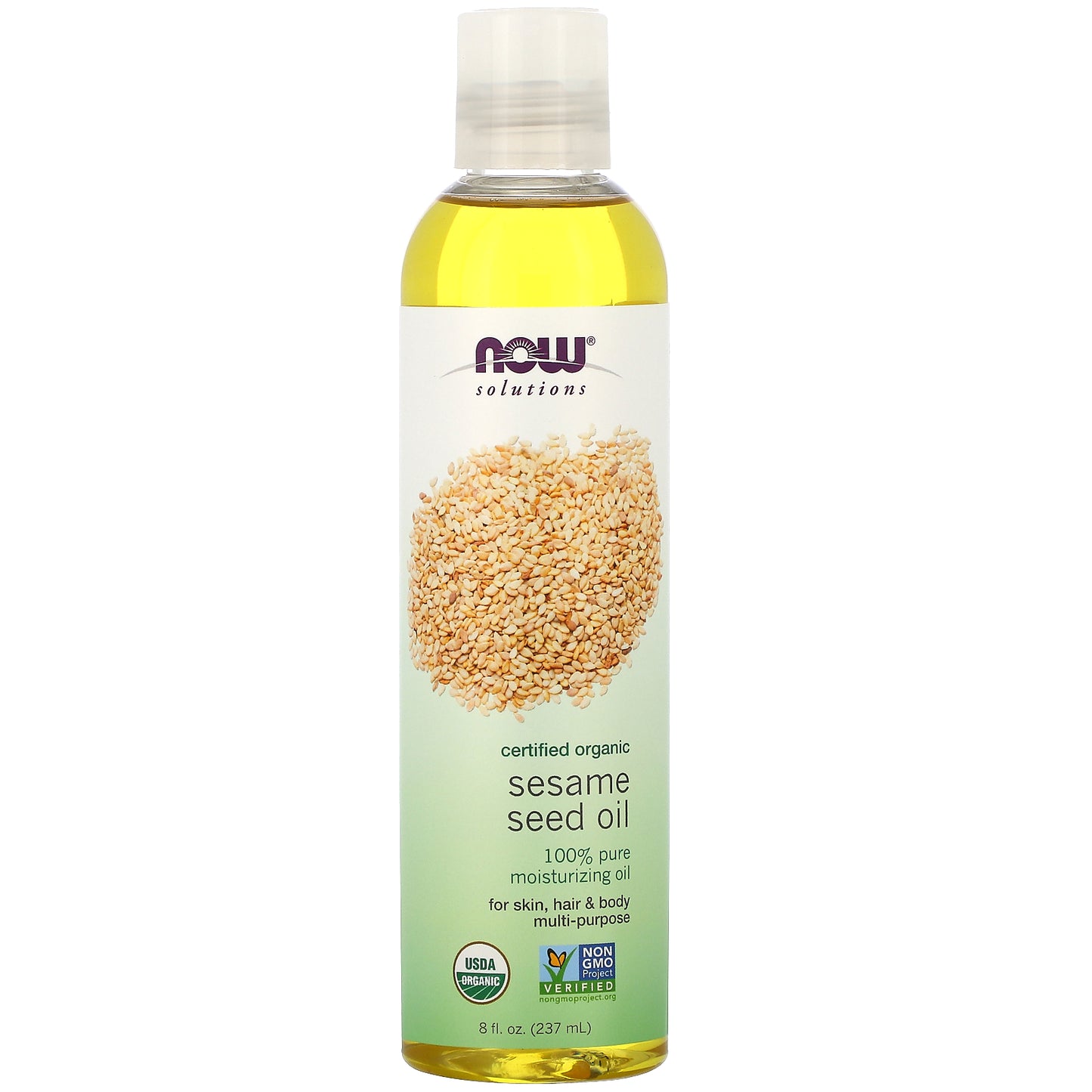 NOW Foods Solutions Sesame Seed Oil Certified Organic 8 fl oz (237 ml)