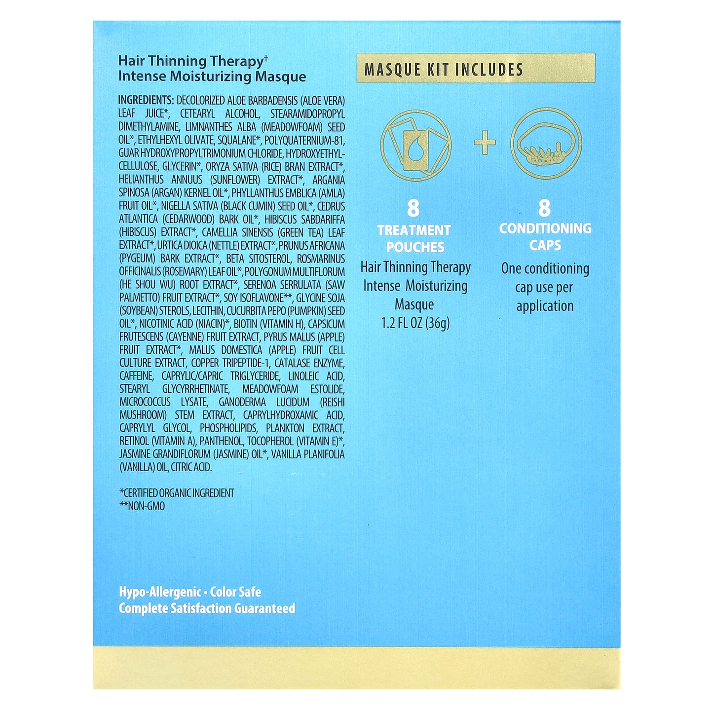 Pura D'or Hair Thinning Therapy Intense Moisturizing Masque 8 Packets 1.2 fl oz Each