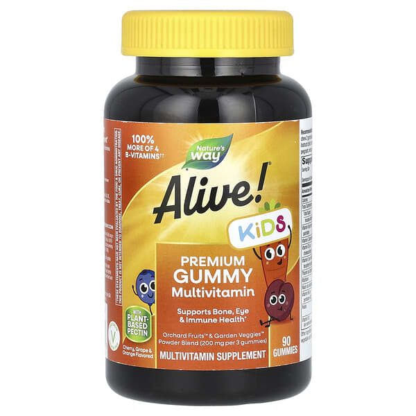 Nature's Way Alive! Kids Premium Gummy Multivitamin Cherry Grape & Orange 90 Gummies