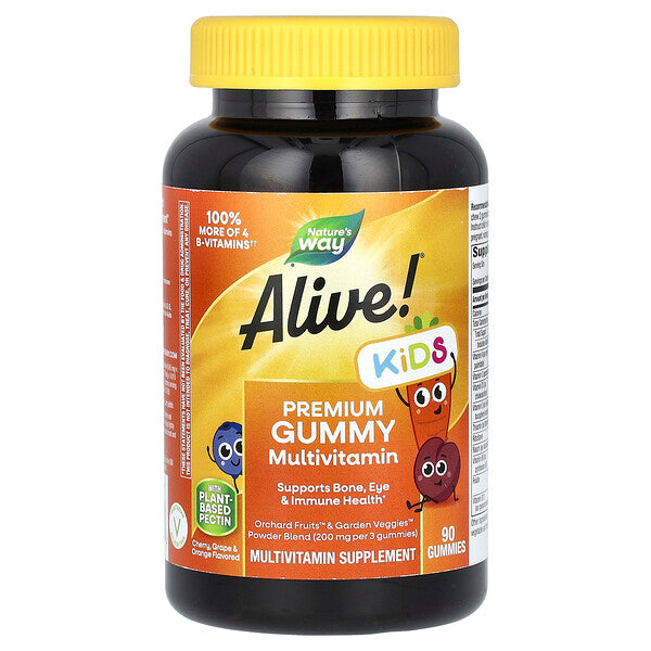 Nature's Way Alive! Kids Premium Gummy Multivitamin Cherry Grape & Orange 90 Gummies
