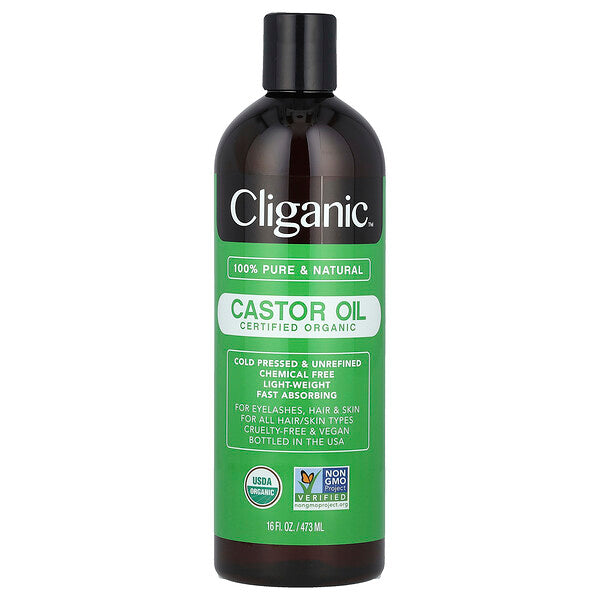 Cliganic 100% Pure & Natural Organic Castor Oil 16 fl oz (473 ml)