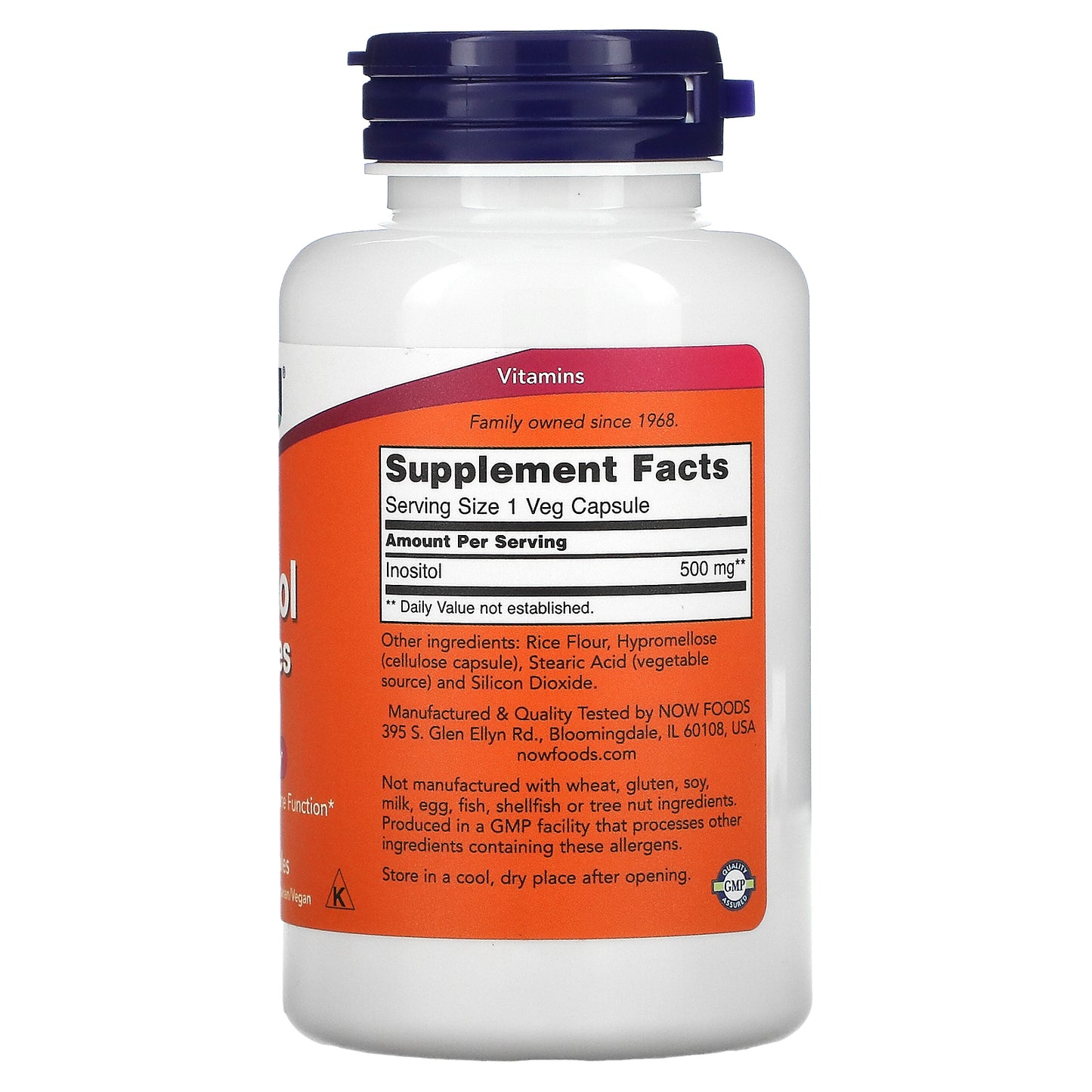 NOW Foods Inositol Capsules 500 mg 100 Veg Capsules