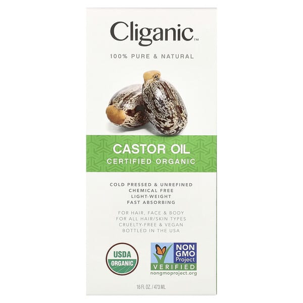 Cliganic 100% Pure & Natural Organic Castor Oil 16 fl oz (473 ml)