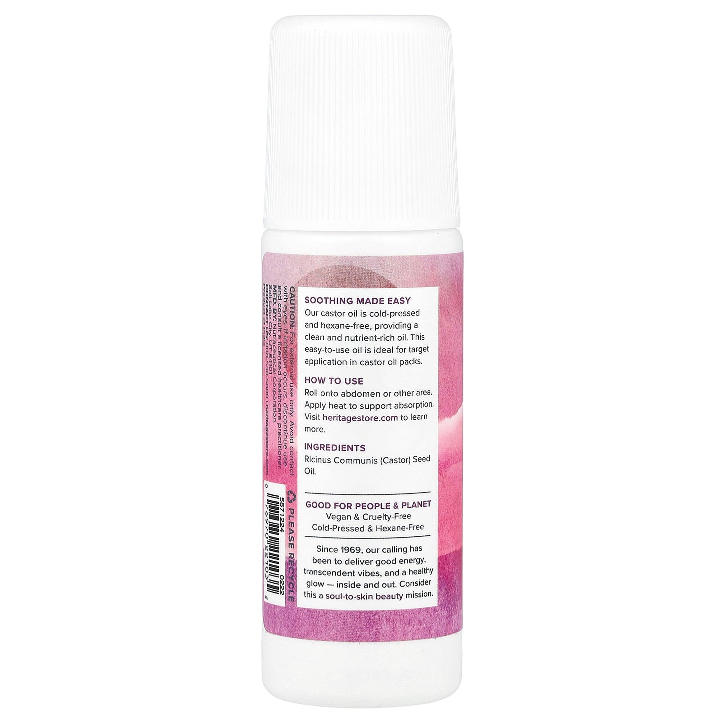 Heritage Store Castor Oil Roll-On Treatment 3 fl oz (89 ml)