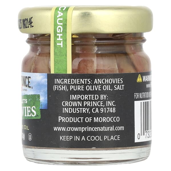 Crown Prince Natural Flat Fillets Anchovies In Pure Olive Oil 1.5 oz (43 g)
