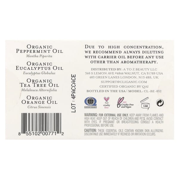 Cliganic 100% Pure and Natural Essential Oils Aromatherapy Set 4 Piece Set