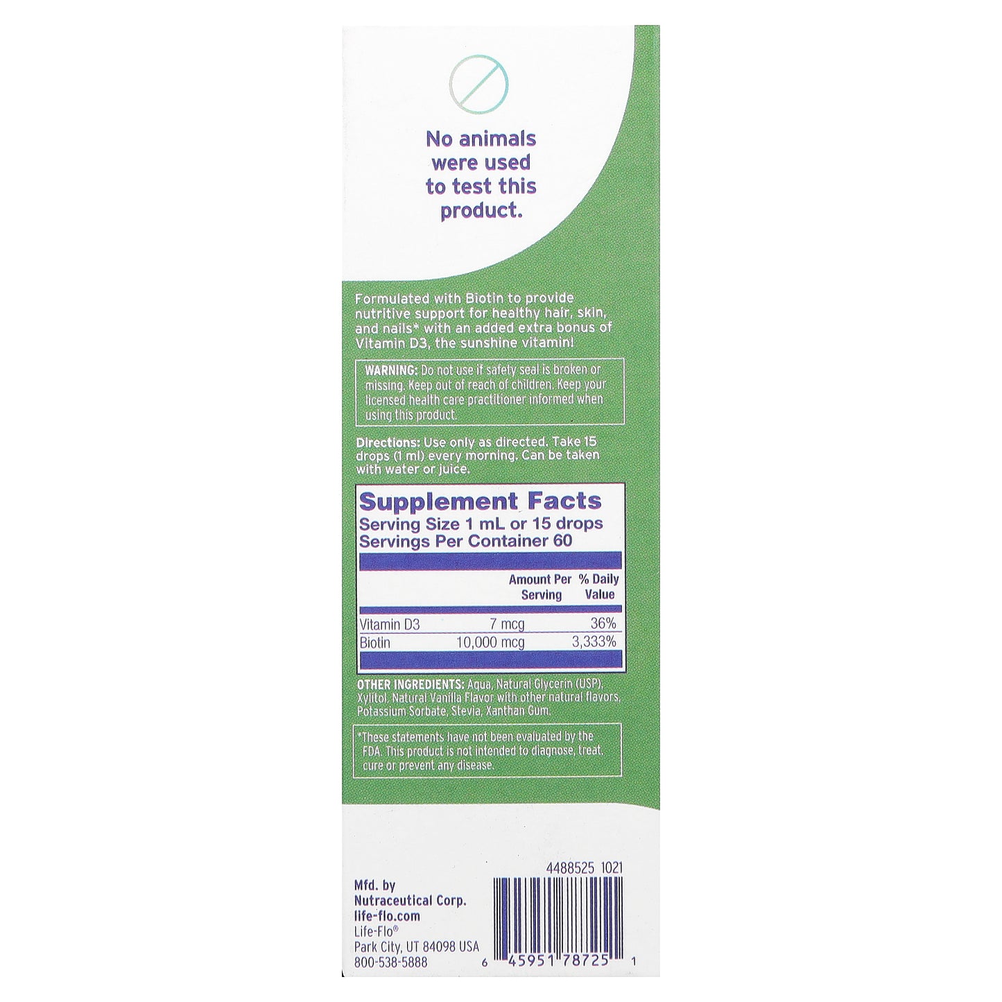 Life-flo Biotin Drops Natural Vanilla 2 fl oz (59 ml)