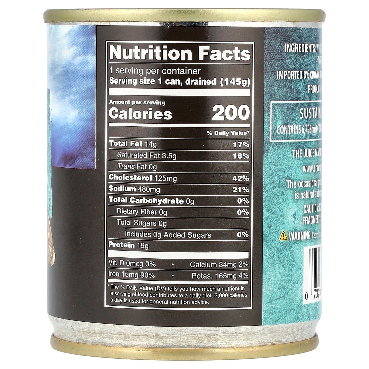 Crown Prince Natural Whole Oysters Packed In Water 8 oz (226 g)