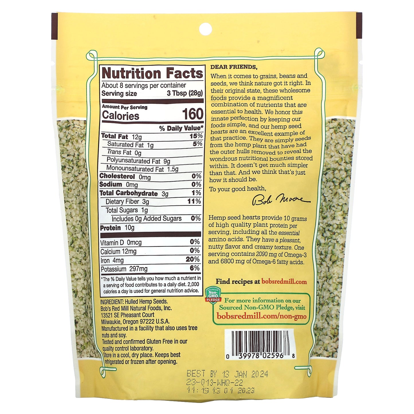 Bob's Red Mill Hulled Hemp Seed Hearts 8 oz (227 g)