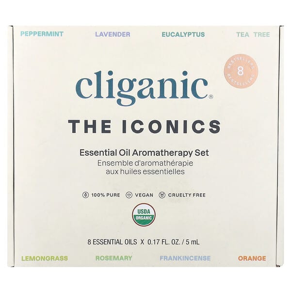 Cliganic The Iconics Essential Oil Aromatherapy Set 8 Piece Set 0.17 fl oz (5 ml) Each