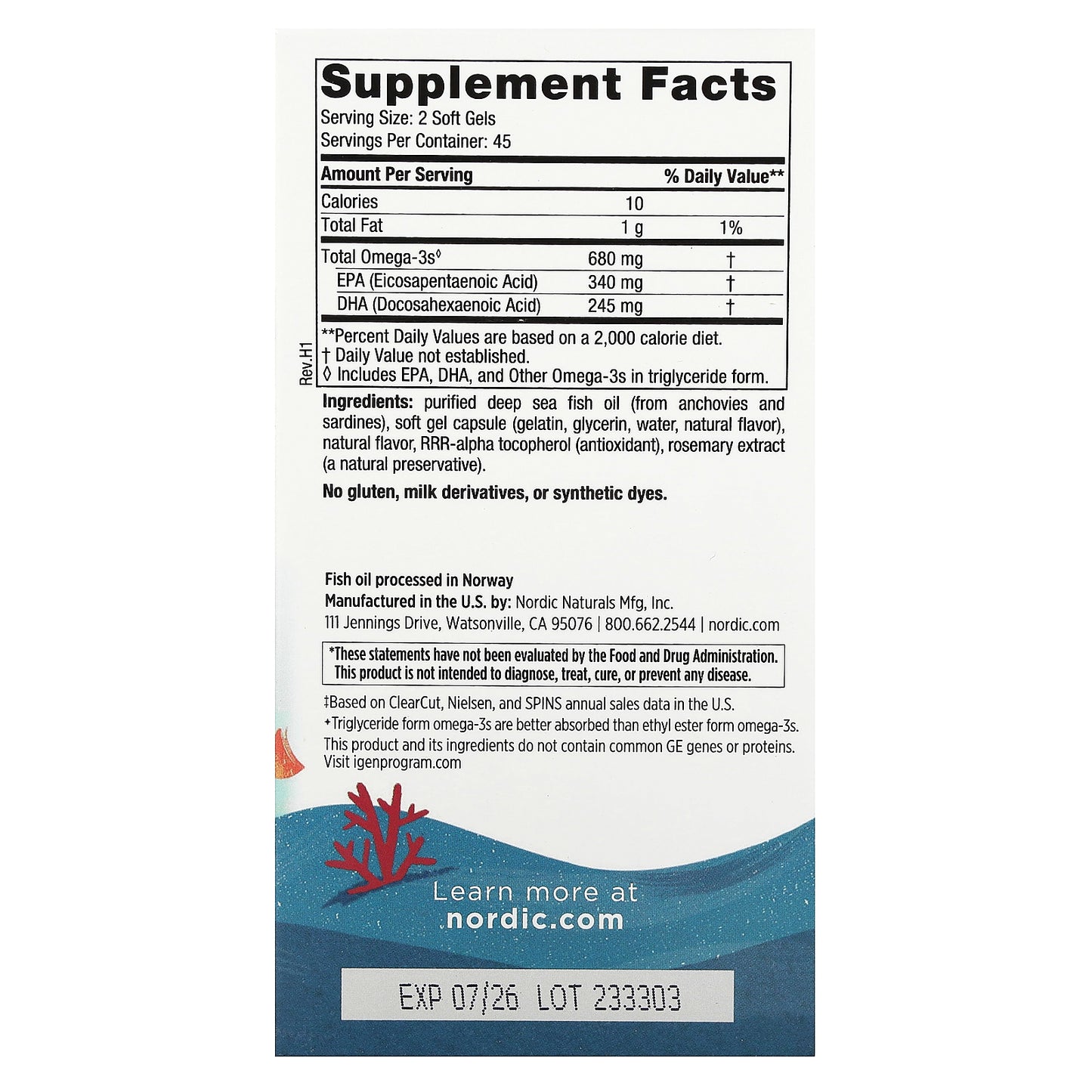 Nordic Naturals Ultimate Omega Junior Ages 6+ Strawberry 90 Mini Soft Gels (340 mg per Soft Gel)