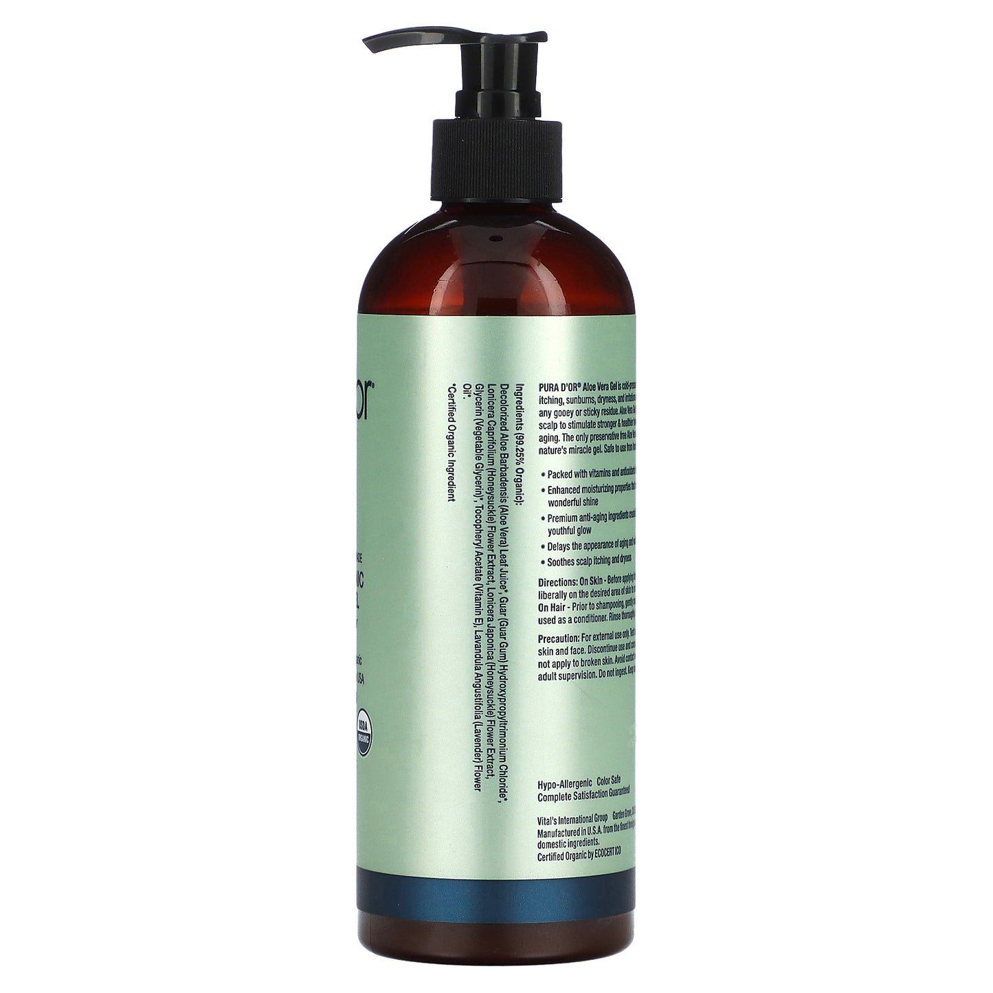 Pura D'or Healing Organic Aloe Vera Gel Infused With Lavender 16 fl oz (473 ml)