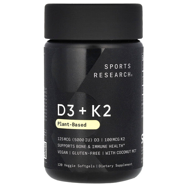 Sports Research D3 + K2 Plant Based 125 mcg/100 mcg 60 Veggie Softgels