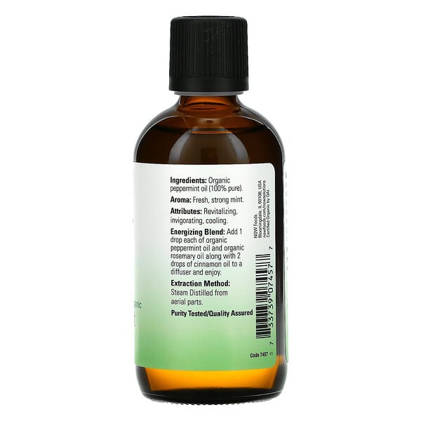 NOW Foods Organic Essential Oils Peppermint 4 fl oz (118 ml)
