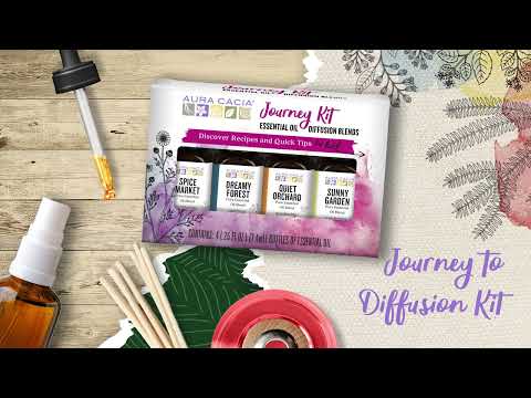 Aura Cacia Journey Kit Essential Oil Diffusion Blends 4 Bottles 0.25 fl oz (7.4 ml) Each