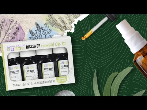Aura Cacia Pure Essential Oils Discover Kit 4 Bottles 0.25 fl oz (7.4 ml) Each
