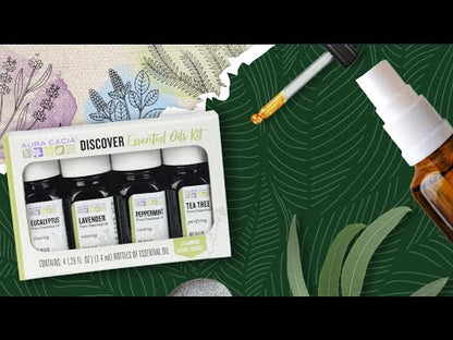 Aura Cacia Pure Essential Oils Discover Kit 4 Bottles 0.25 fl oz (7.4 ml) Each