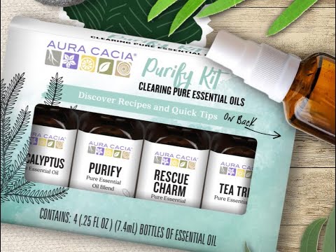 Aura Cacia Purify Kit Clearing Pure Essential Oils 4 Bottles 0.25 fl oz (7.4 ml) Each