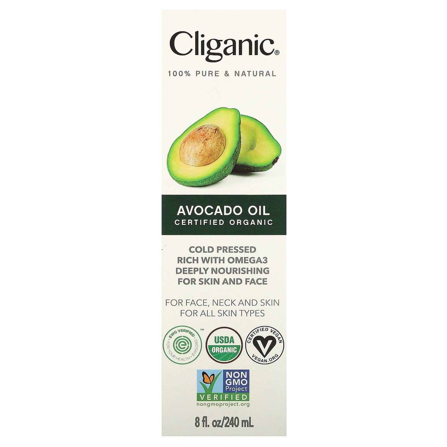 Cliganic Organic Avocado Oil 8 fl oz (240 ml)