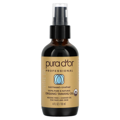 Pura D'or Professional Organic Tamanu Oil 4 fl oz (118 ml)
