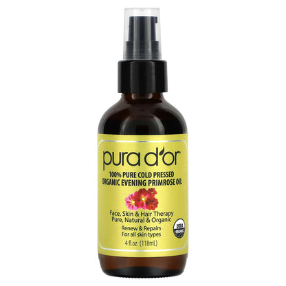 Pura D'or Organic Evening Primrose Oil 4 fl oz (118 ml)