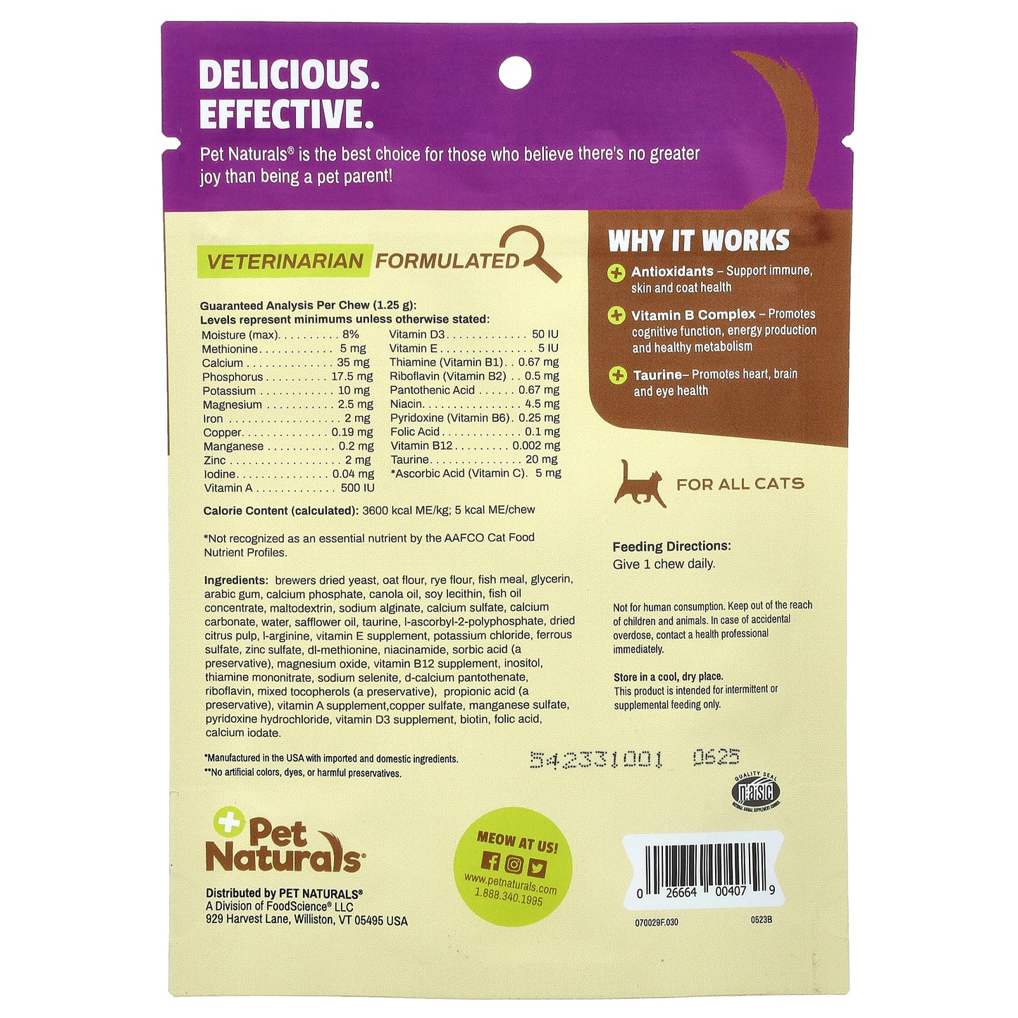 Pet Naturals Daily Multi For Cats All Sizes 30 Chews 1.32 oz (37.5 g)