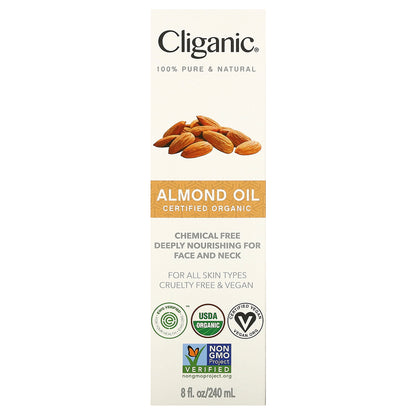 Cliganic Organic Almond Oil 8 fl oz (240 ml)