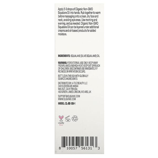 Cliganic 100% Pure & Natural Squalane Oil 1 fl oz (30 ml)